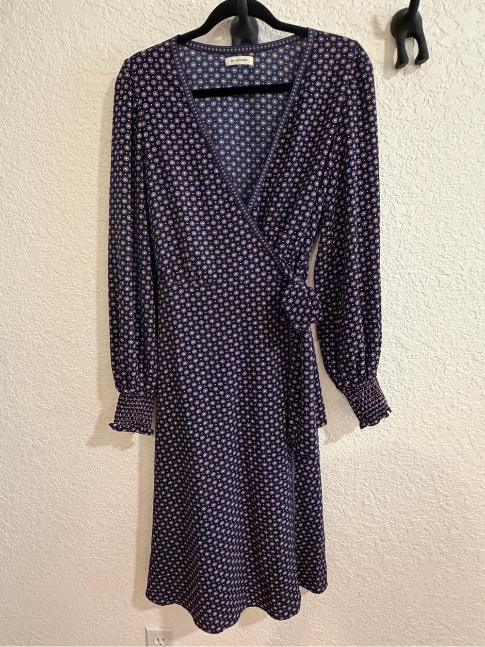 Max Studio - Long-Sleeve Navy Wrap Dress